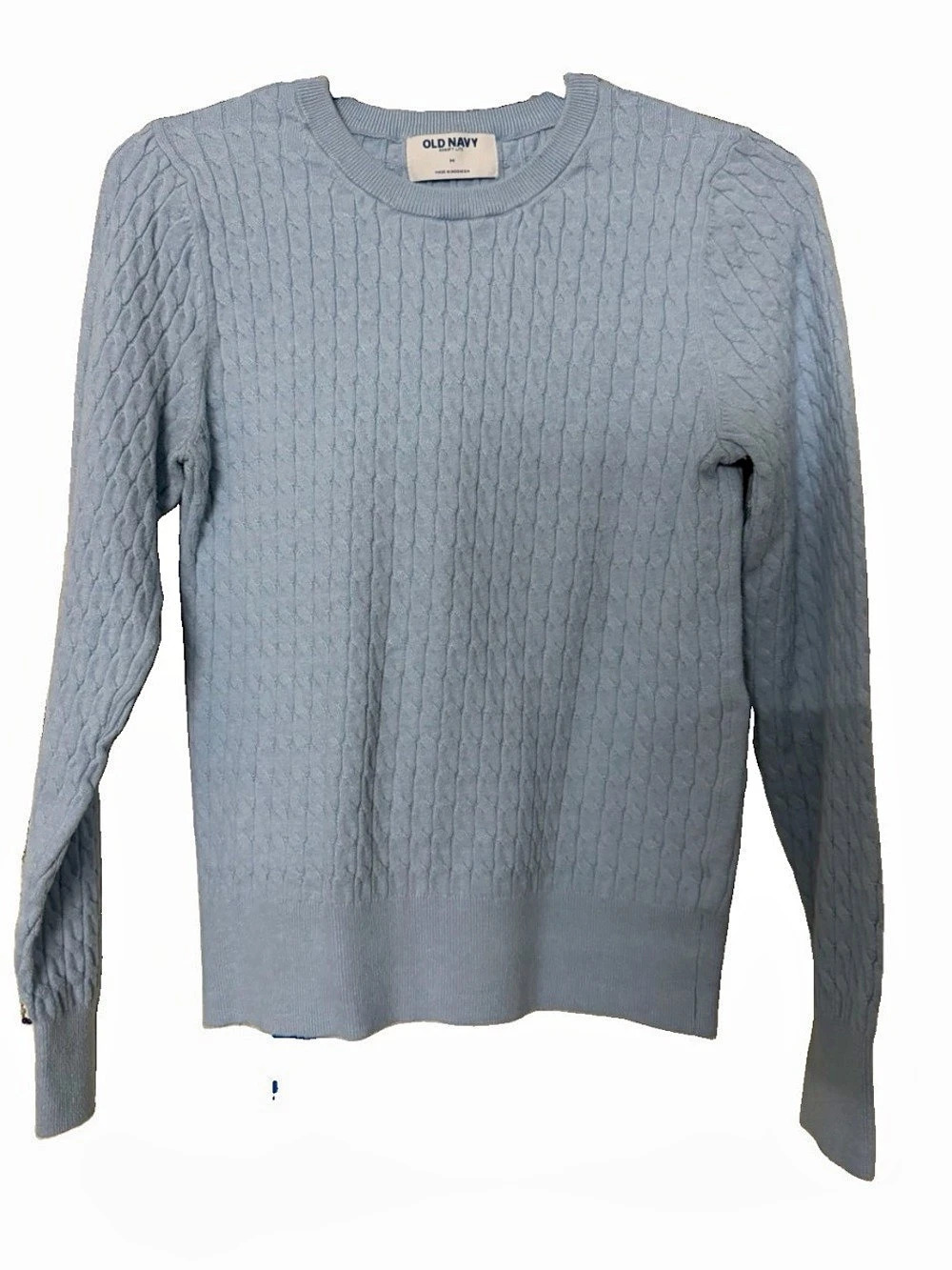 Old Navy so soft lite Cable Knit Crewneck Sweater in light Blue size M